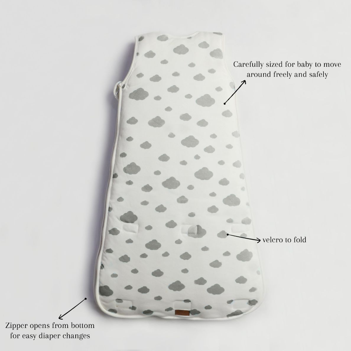 Grey Clouds Baby Sleeping Bag