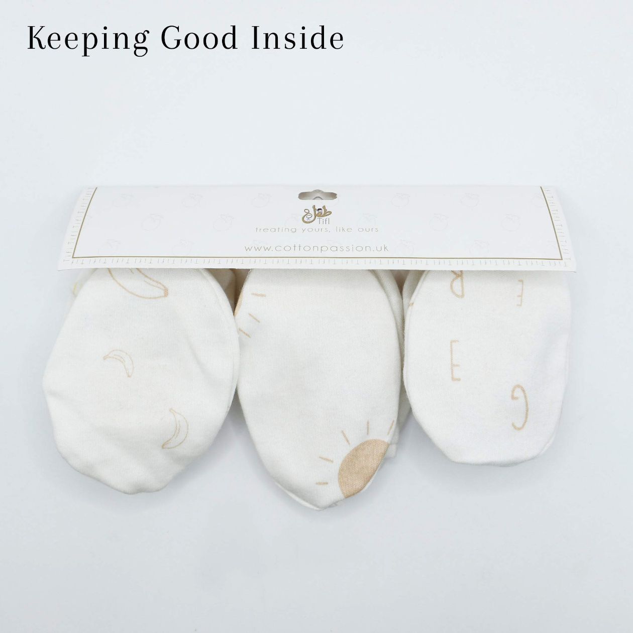 Pair of 3 Baby Booties Ivory Cream (ABC, Sun, Banana)