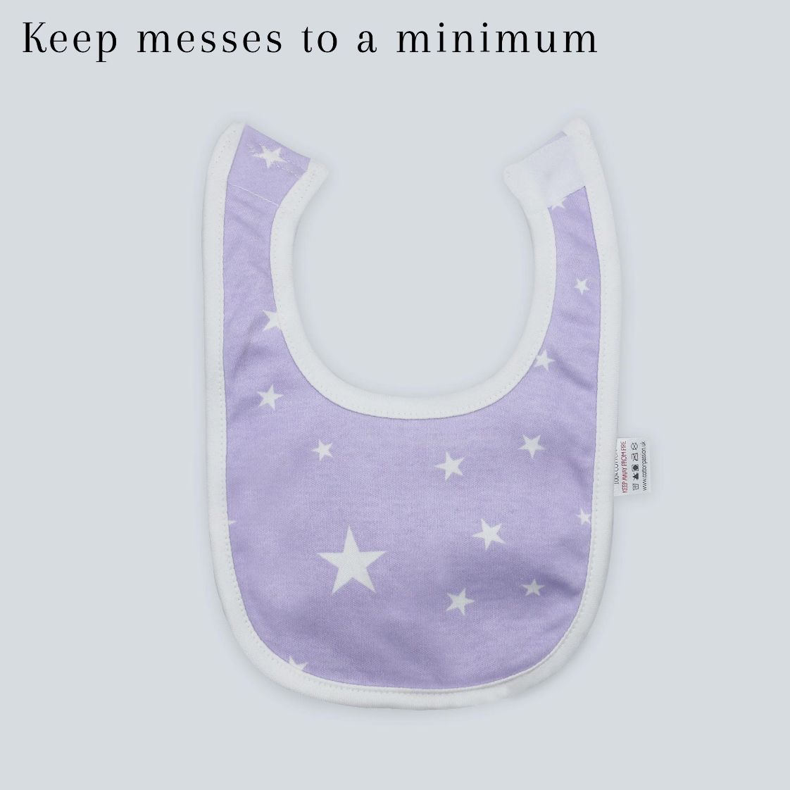 Pack of 3 Bibs Set Lilac (Stripes, Clouds, Stars)