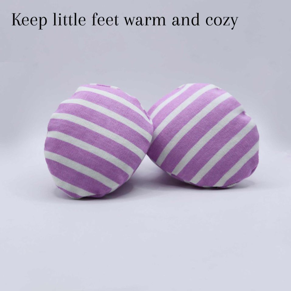 Pair of 3 Baby Booties Lilac (Stripes, Clouds, Stars)