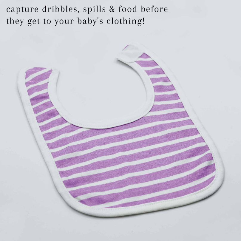 Pack of 3 Bibs Set Lilac (Stripes, Clouds, Stars)