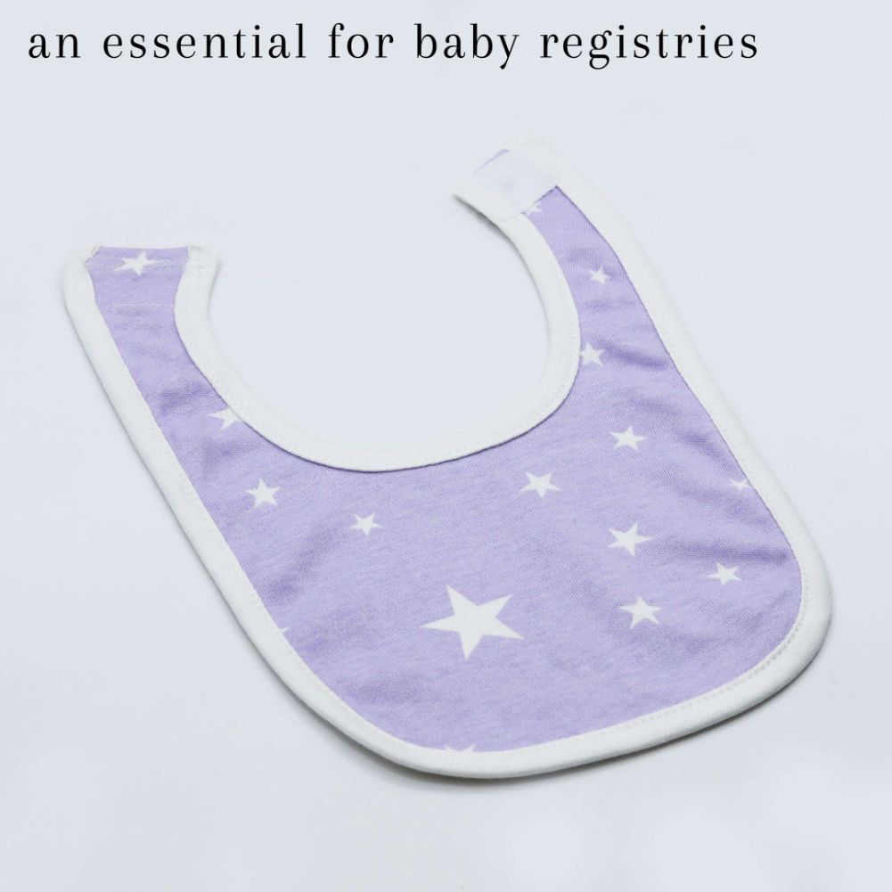 Pack of 3 Bibs Set Lilac (Stripes, Clouds, Stars)