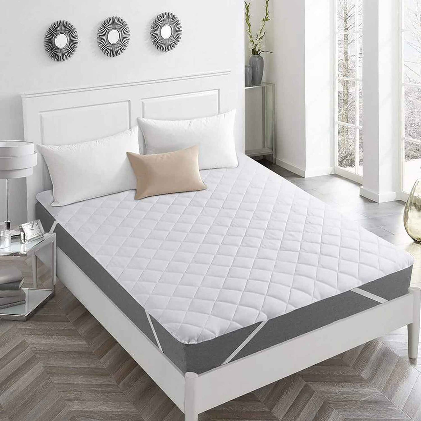 Quilted Mattress Protector With Elastic Strap Cotton Passion UK quilted-mattress-protector-with-elastic-strap-cotton-passion-uk