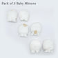Pair of 3 Baby Mittens Ivory Cream (ABC, Sun, Banana)