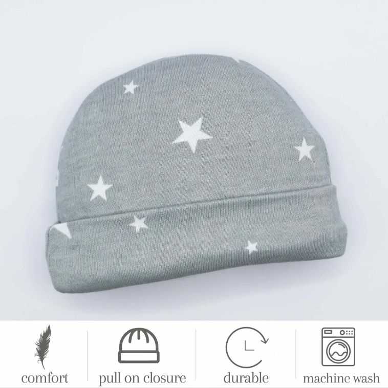 Baby Cap Grey Stars